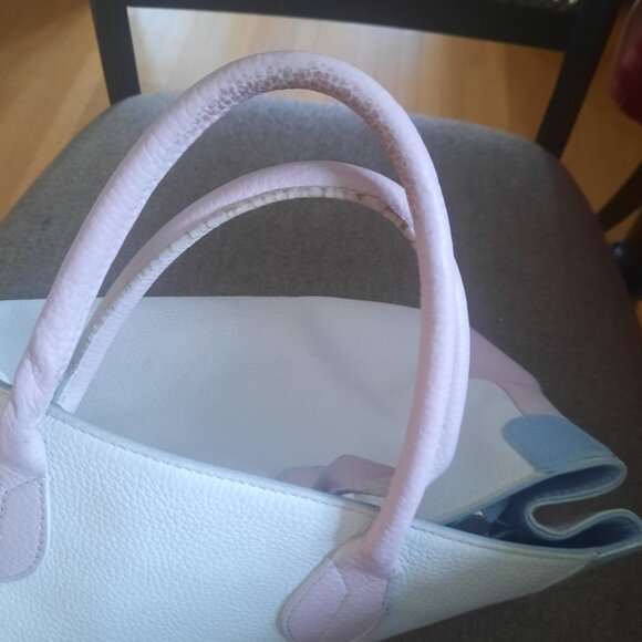 Adrienne Vittadini Pink/White Leather Handbag W/Top Handles - Picture 8 of 8